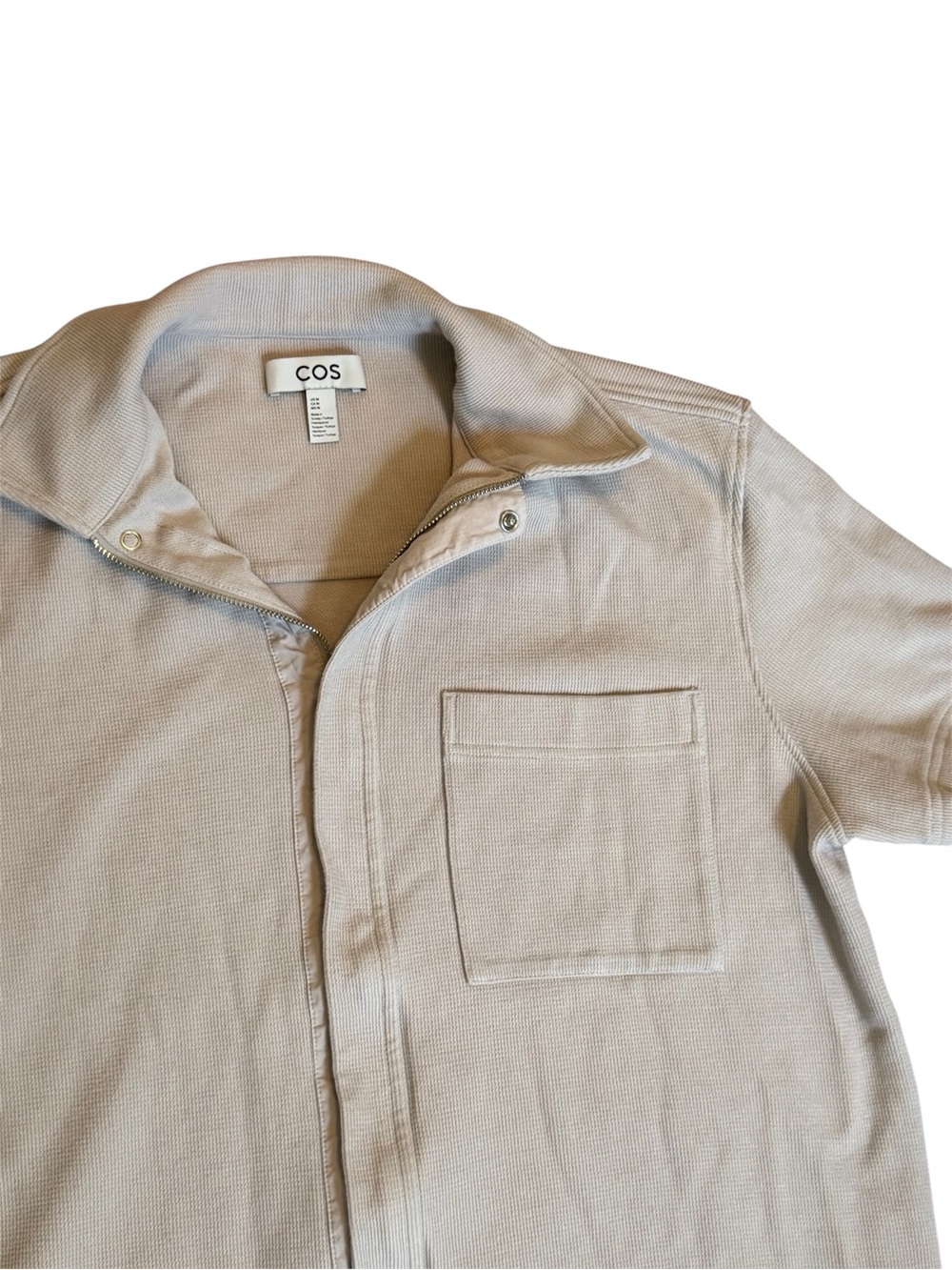 COS Beige Zip-Front Knit Shirt